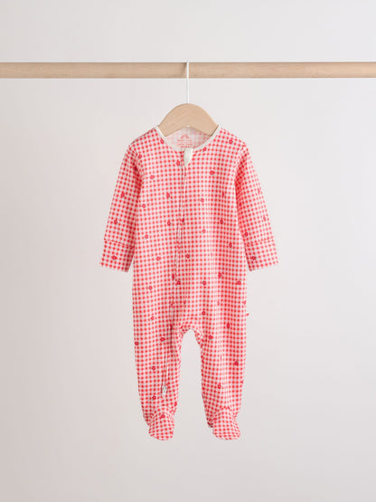 Red/Pink Two Way Zip Baby Sleepsuits 4 Pack (0mths-3yrs) image 5