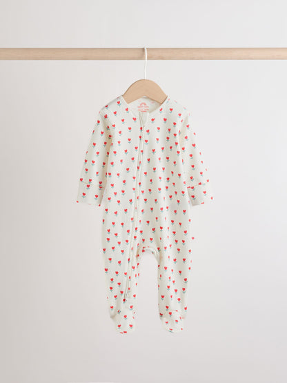 Red/Pink Two Way Zip Baby Sleepsuits 4 Pack (0mths-3yrs) image 7