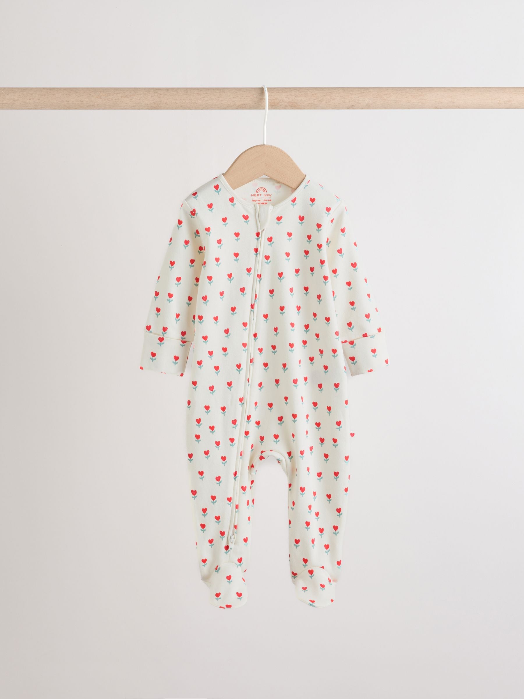 Red/Pink Two Way Zip Baby Sleepsuits 4 Pack (0mths-3yrs) image 7