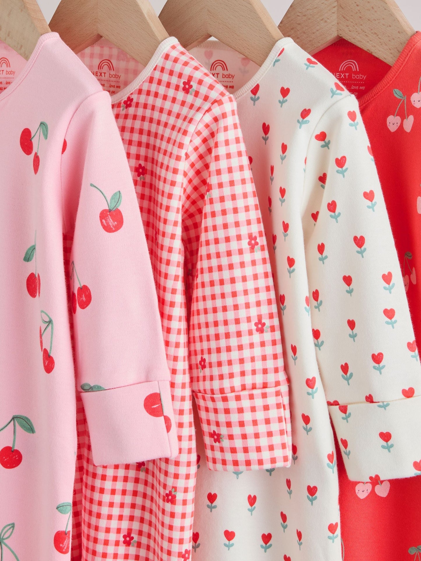 Red/Pink Two Way Zip Baby Sleepsuits 4 Pack (0mths-3yrs) image 8