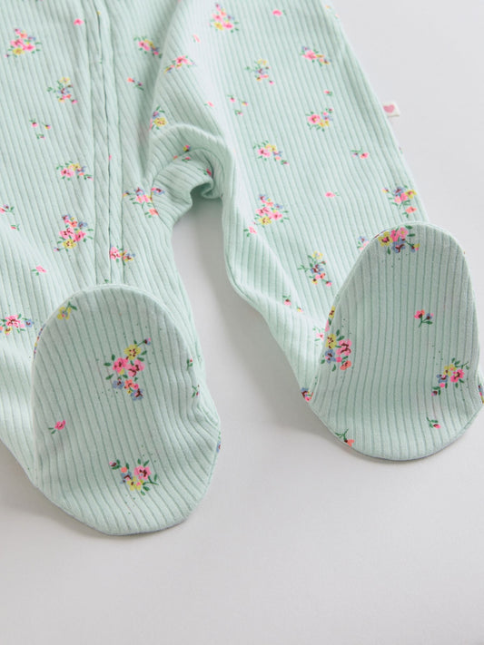 Pink/Yellow Two Way Zip Baby Sleepsuits 4 Pack (0-2yrs) image 3