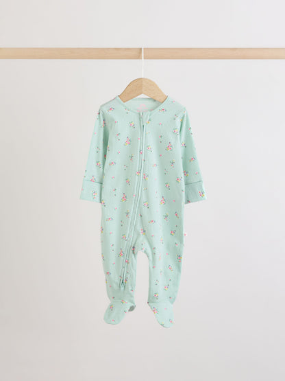 Pink/Yellow Two Way Zip Baby Sleepsuits 4 Pack (0-2yrs) image 5