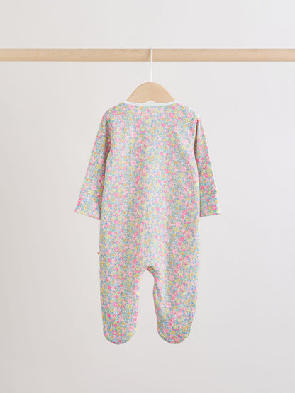Pink/Yellow Two Way Zip Baby Sleepsuits 4 Pack (0-2yrs) image 7