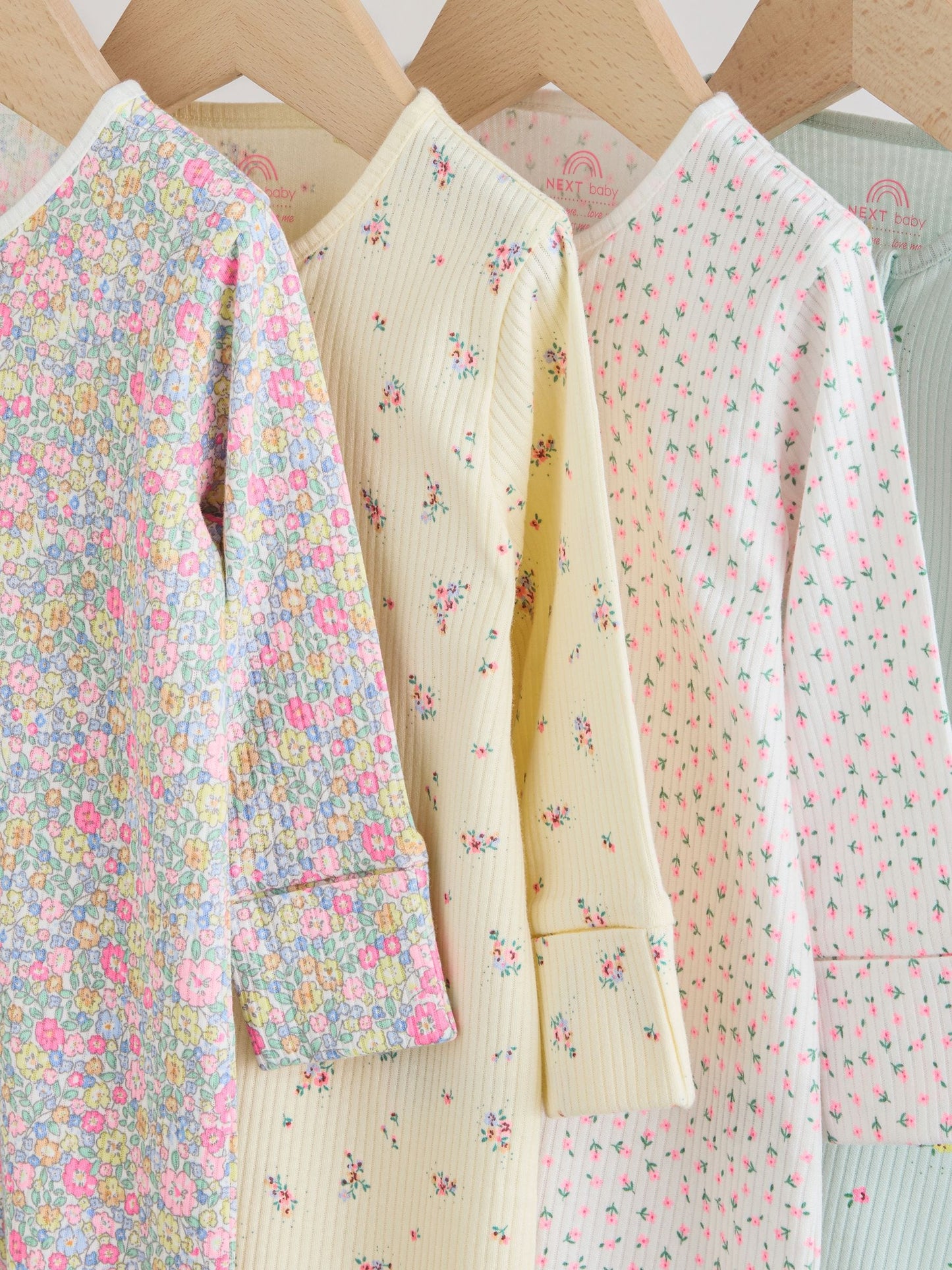 Pink/Yellow Two Way Zip Baby Sleepsuits 4 Pack (0-2yrs) image 8