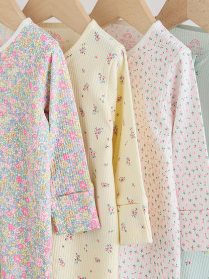 Pink/Yellow Two Way Zip Baby Sleepsuits 4 Pack (0-2yrs) image 8