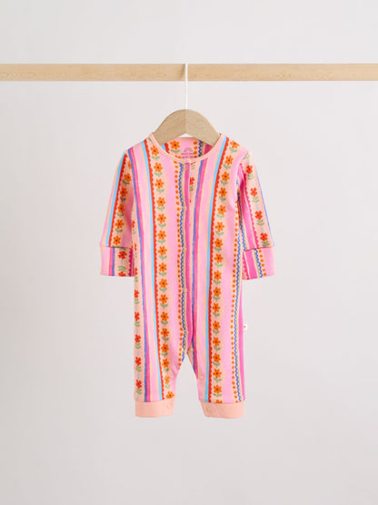 Blue/Pink Baby Sleepsuits 3 Pack (0mths-3yrs) image 4
