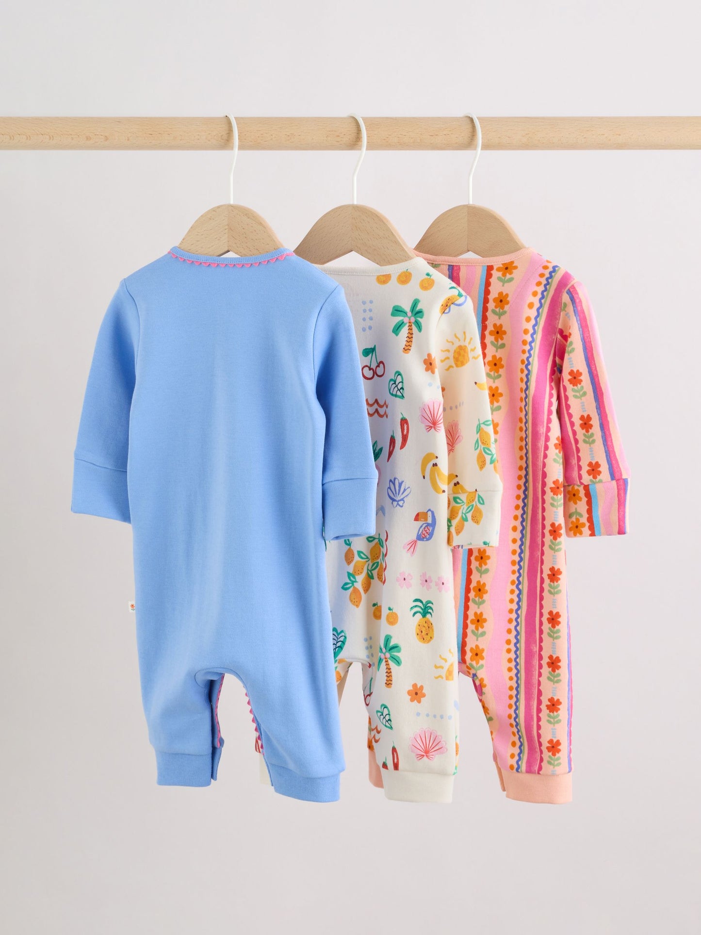 Blue/Pink Baby Sleepsuits 3 Pack (0mths-3yrs) image 5