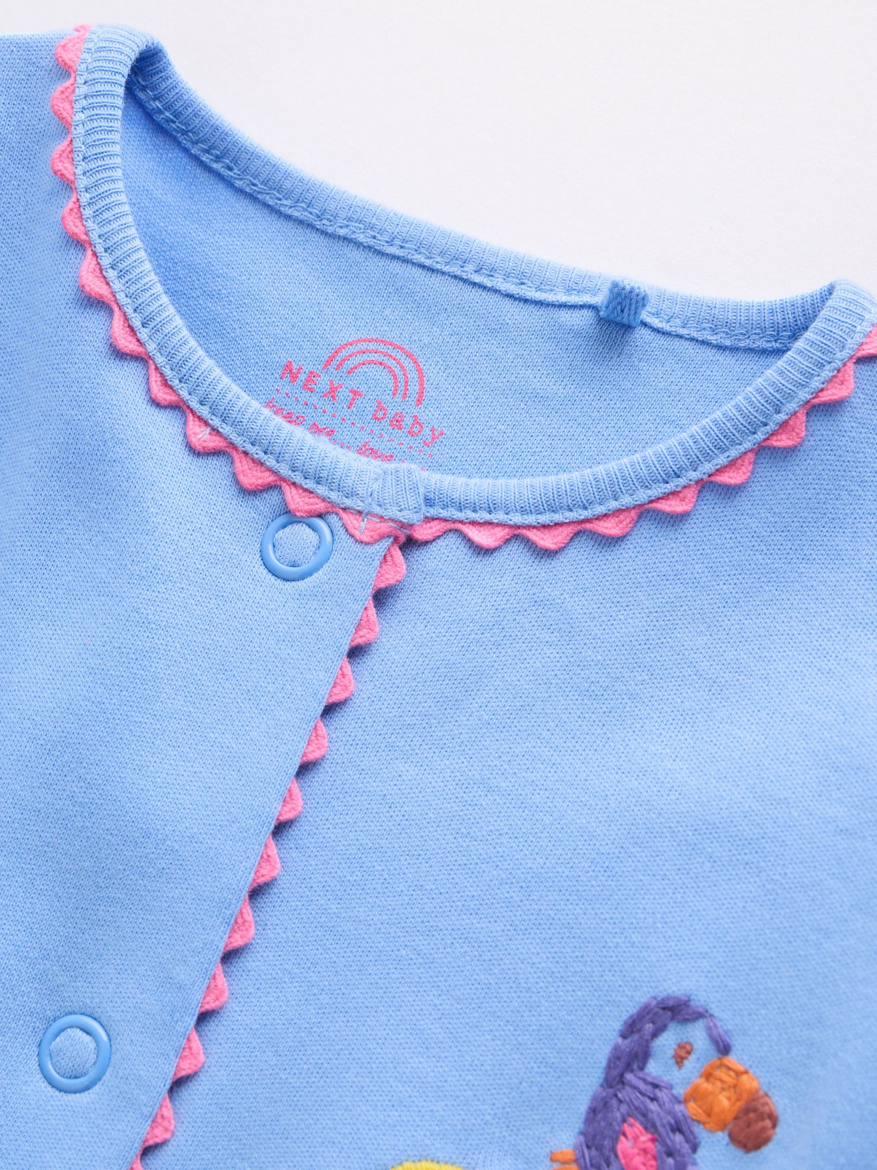 Blue/Pink Baby Sleepsuits 3 Pack (0mths-3yrs) image 9