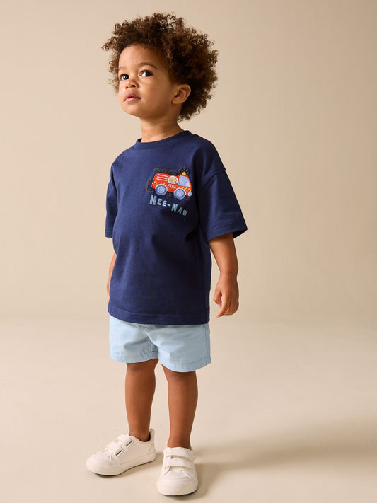 Pale Blue Pull On Shorts (3mths-7yrs) image 2