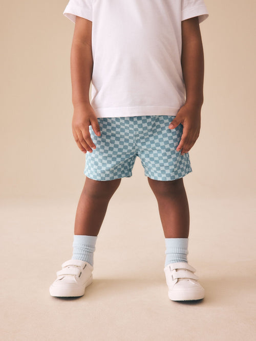 Blue Checkerboard Pull On Shorts (3mths-7yrs) image 1