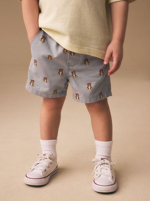 Blue Bear Print Pull On Shorts (3mths-7yrs) image 1