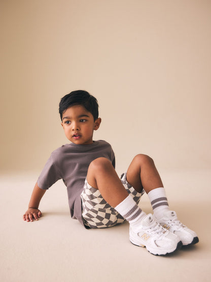 Grey/White Checkerboard Pull On Shorts (3mths-7yrs) image 4