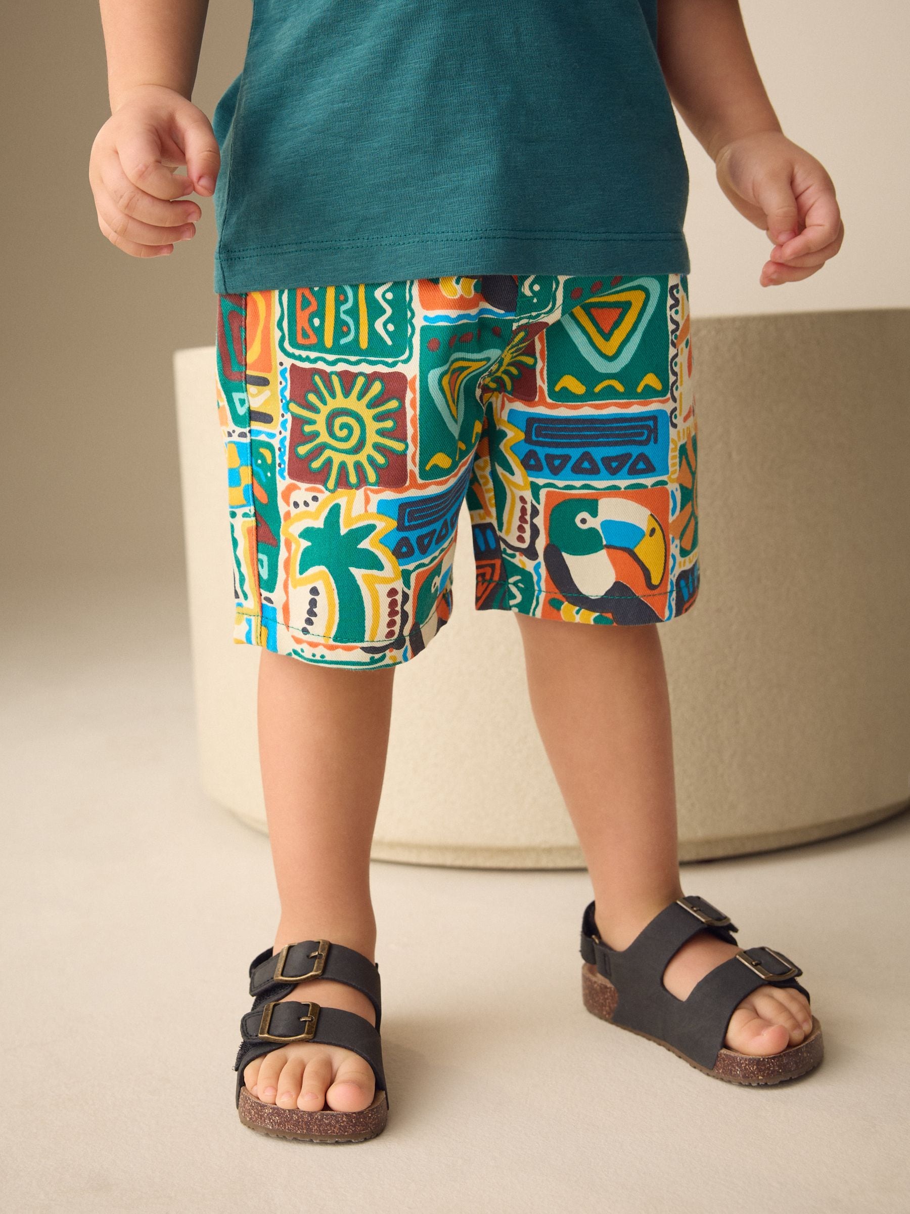 Dsiney Kidz - Multi Postcard Print Pull On Bermuda Shorts (3mths-7yrs) image 1