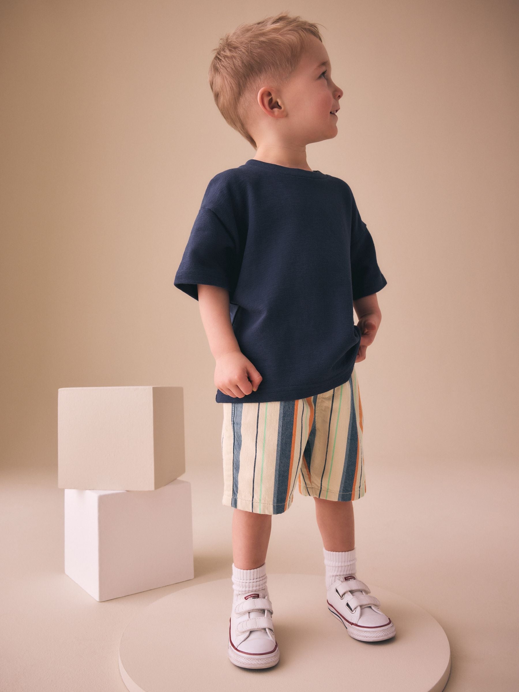 Dsiney Kidz - Orange/Neutral Stripe Pull On Bermuda Shorts (3mths-7yrs) image 2