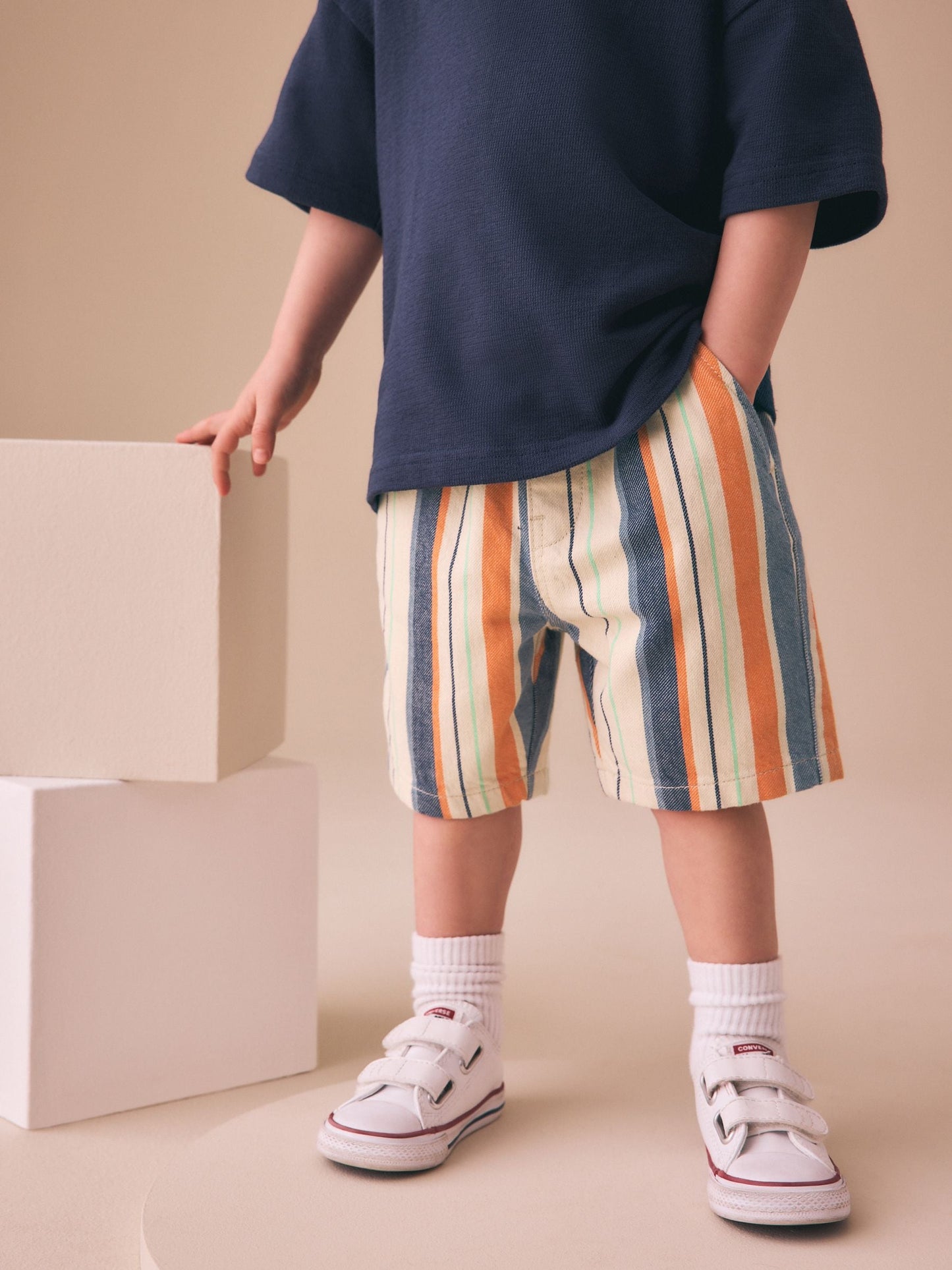 Dsiney Kidz - Orange/Neutral Stripe Pull On Bermuda Shorts (3mths-7yrs) image 1