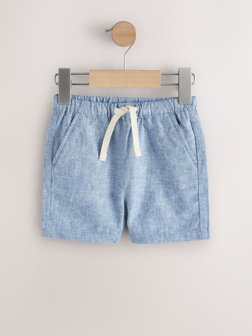 Chambray Blue Linen Blend Pull On Shorts (3mths-7yrs) image 1