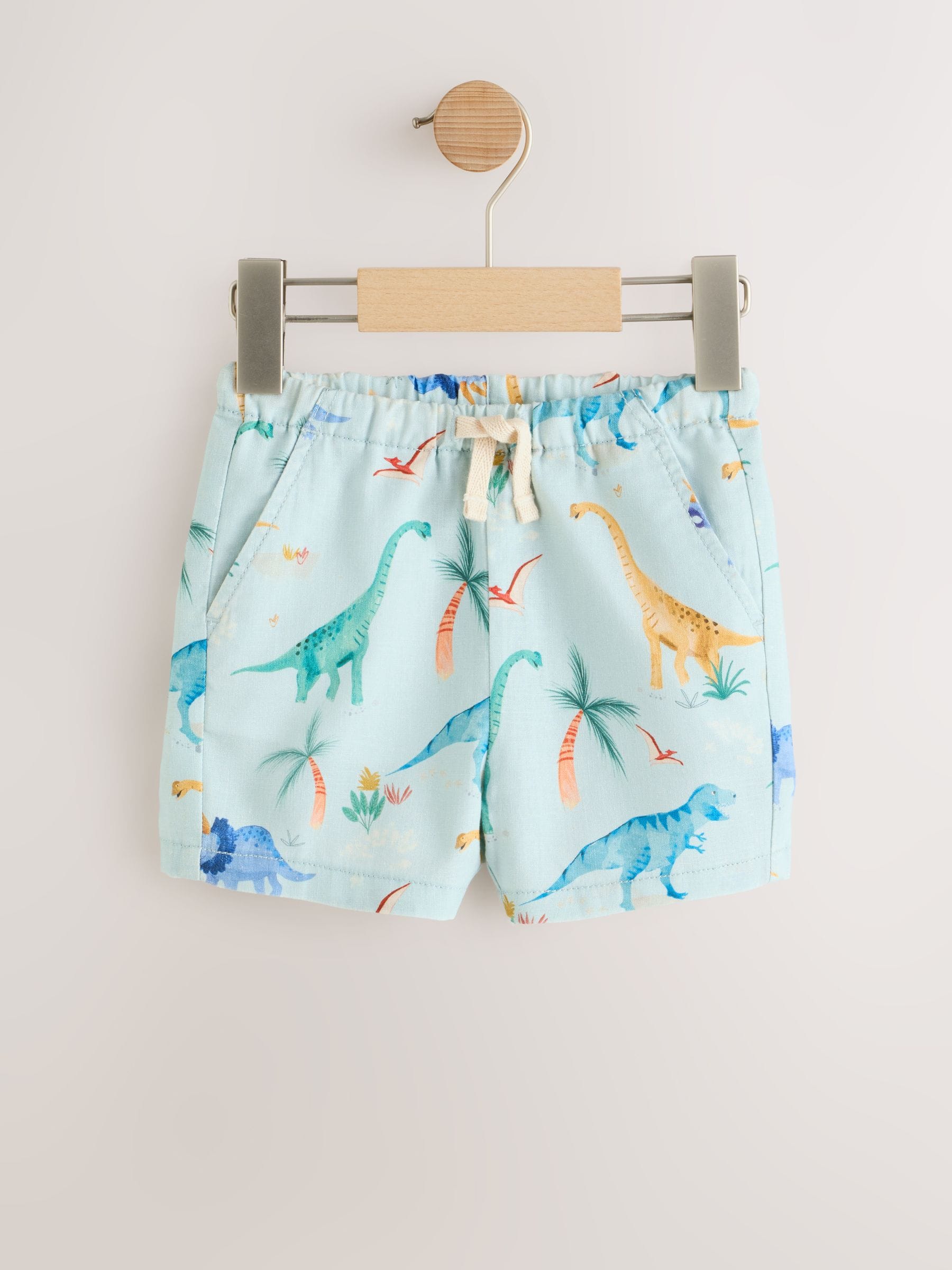 Dsiney Kidz - Blue/Yellow/Dino Linen Blend Shorts 3 Pack (3mths-7yrs) image 2