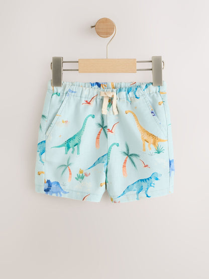 Dsiney Kidz - Blue/Yellow/Dino Linen Blend Shorts 3 Pack (3mths-7yrs) image 2