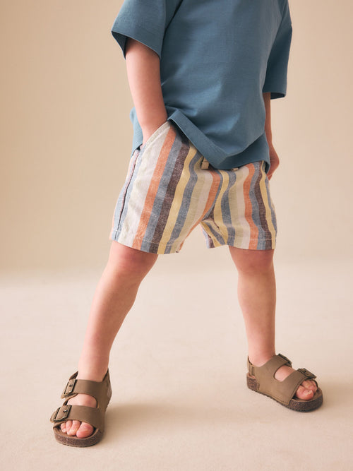 Multi Stripe Linen Blend Pull On Shorts (3mths-7yrs) image 1