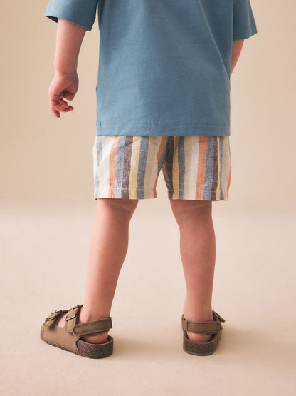 Dsiney Kidz - Multi Stripe Linen Blend Pull On Shorts (3mths-7yrs) image 3