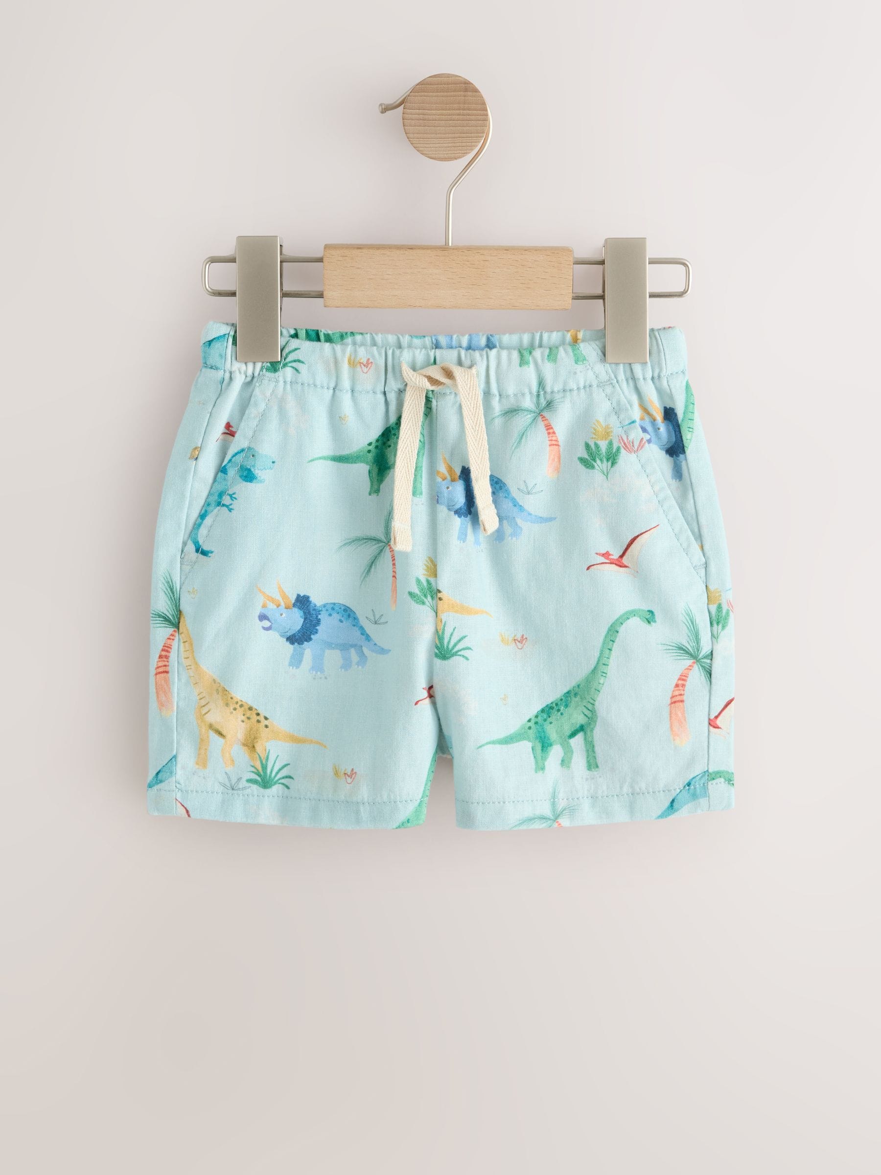 Dsiney Kidz - Blue Dino Print Linen Blend Pull On Shorts (3mths-7yrs) image 5