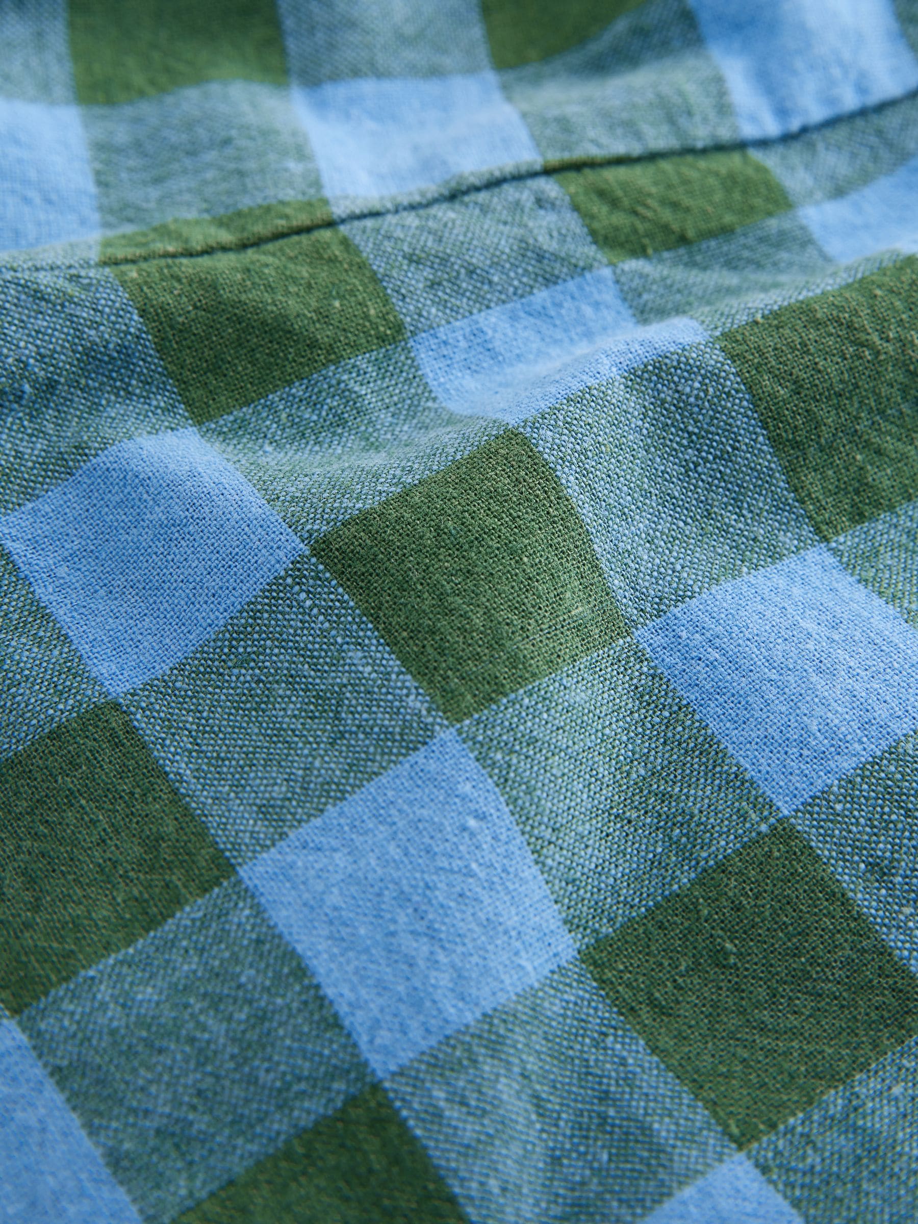 Blue/Green Gingham Linen Blend Pull On Shorts (3mths-7yrs) image 7