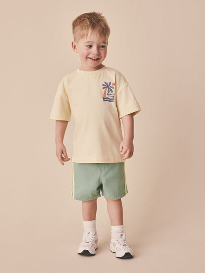 Dsiney Kidz - Sage Green Side Stripe Pull On Shorts (3mths-7yrs) image 2