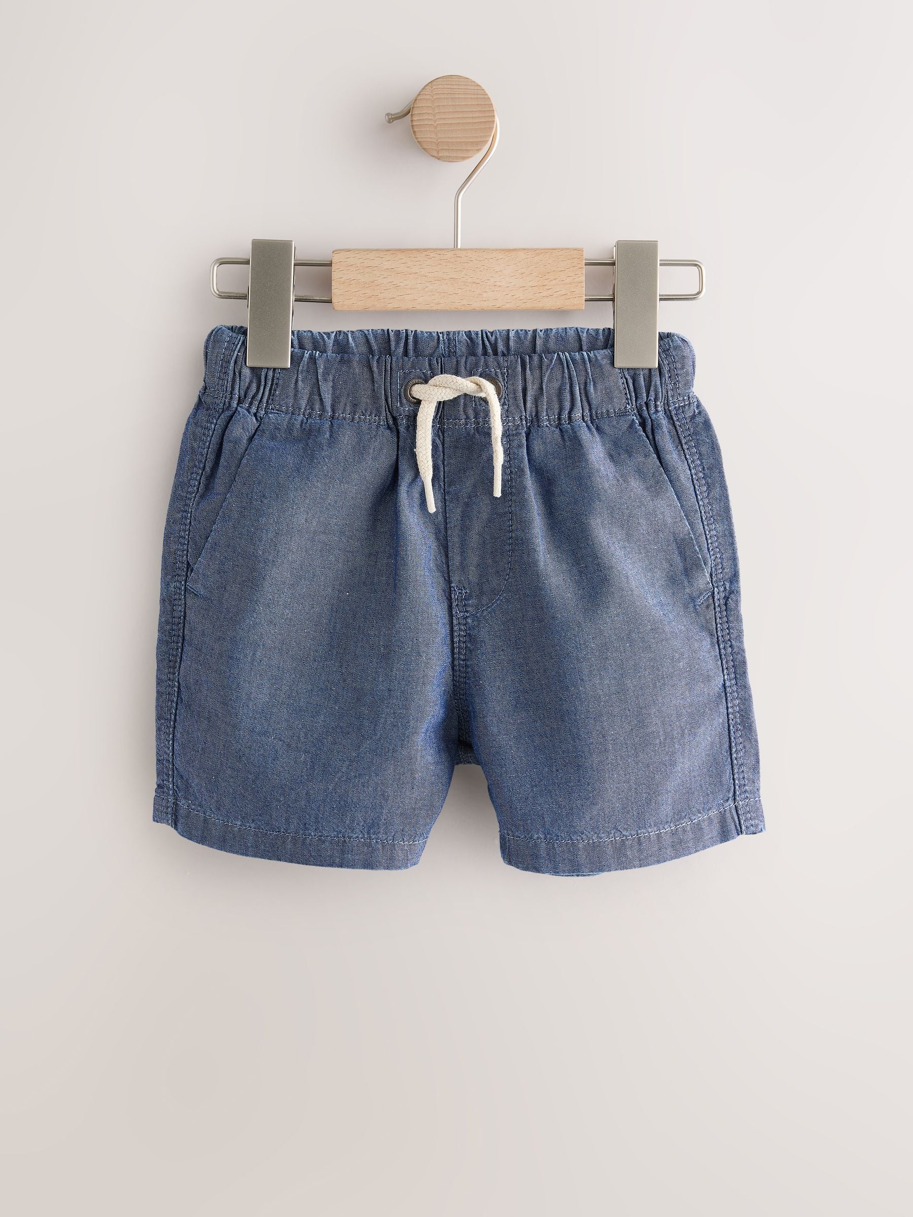 Navy/Chambray/Tan/White/Blue Pull On Shorts 5 Pack (3mths-7yrs) image 4