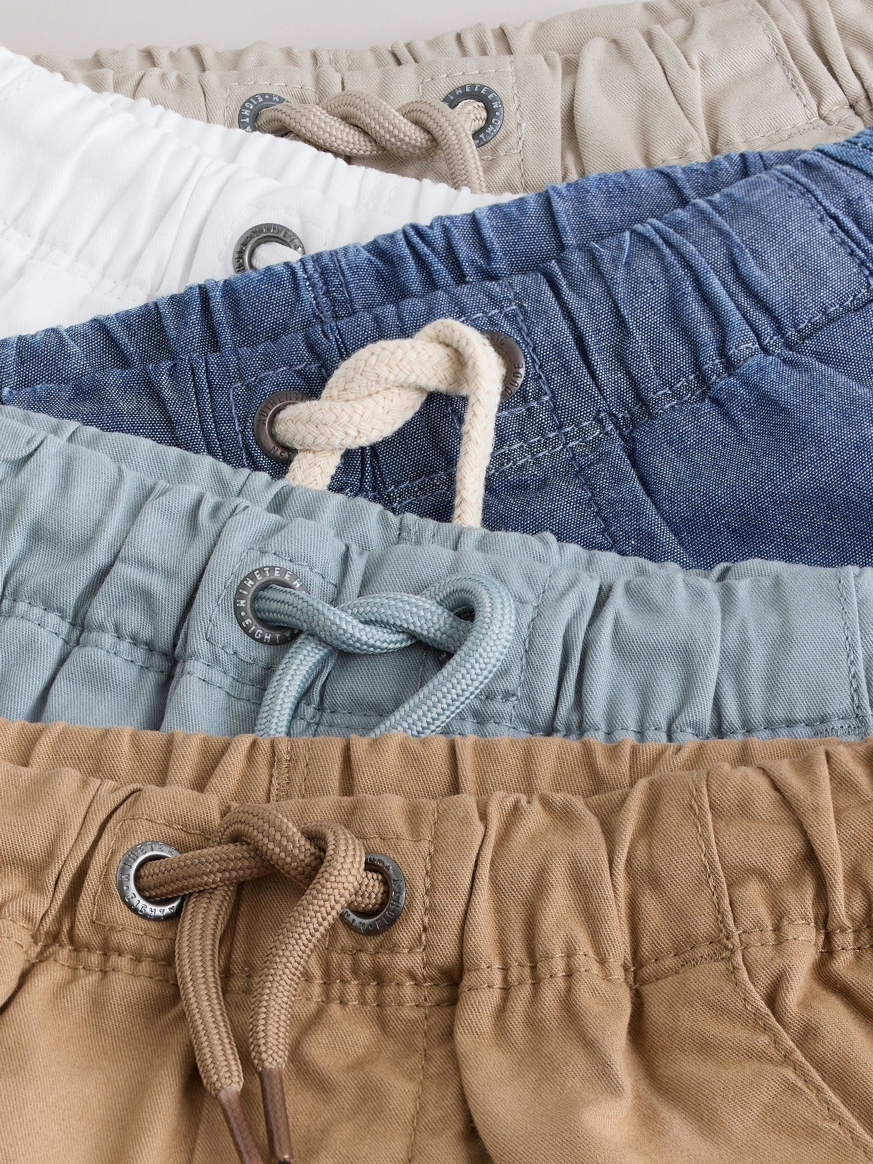 Navy/Chambray/Tan/White/Blue Pull On Shorts 5 Pack (3mths-7yrs) image 9