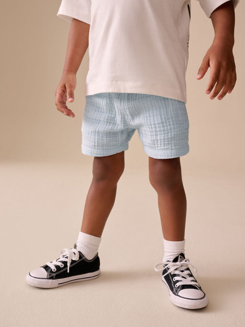 Pale Blue Soft Textured Pull On Shorts (3mths-7yrs) image 1