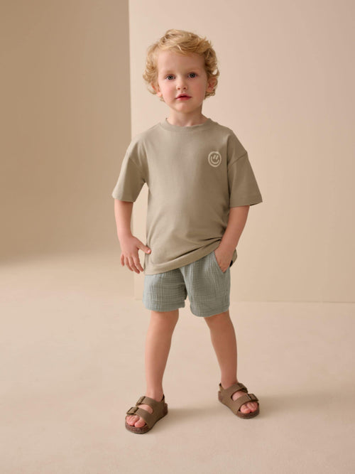 Sage Green Soft Textured Pull On Shorts (3mths-7yrs) image 1