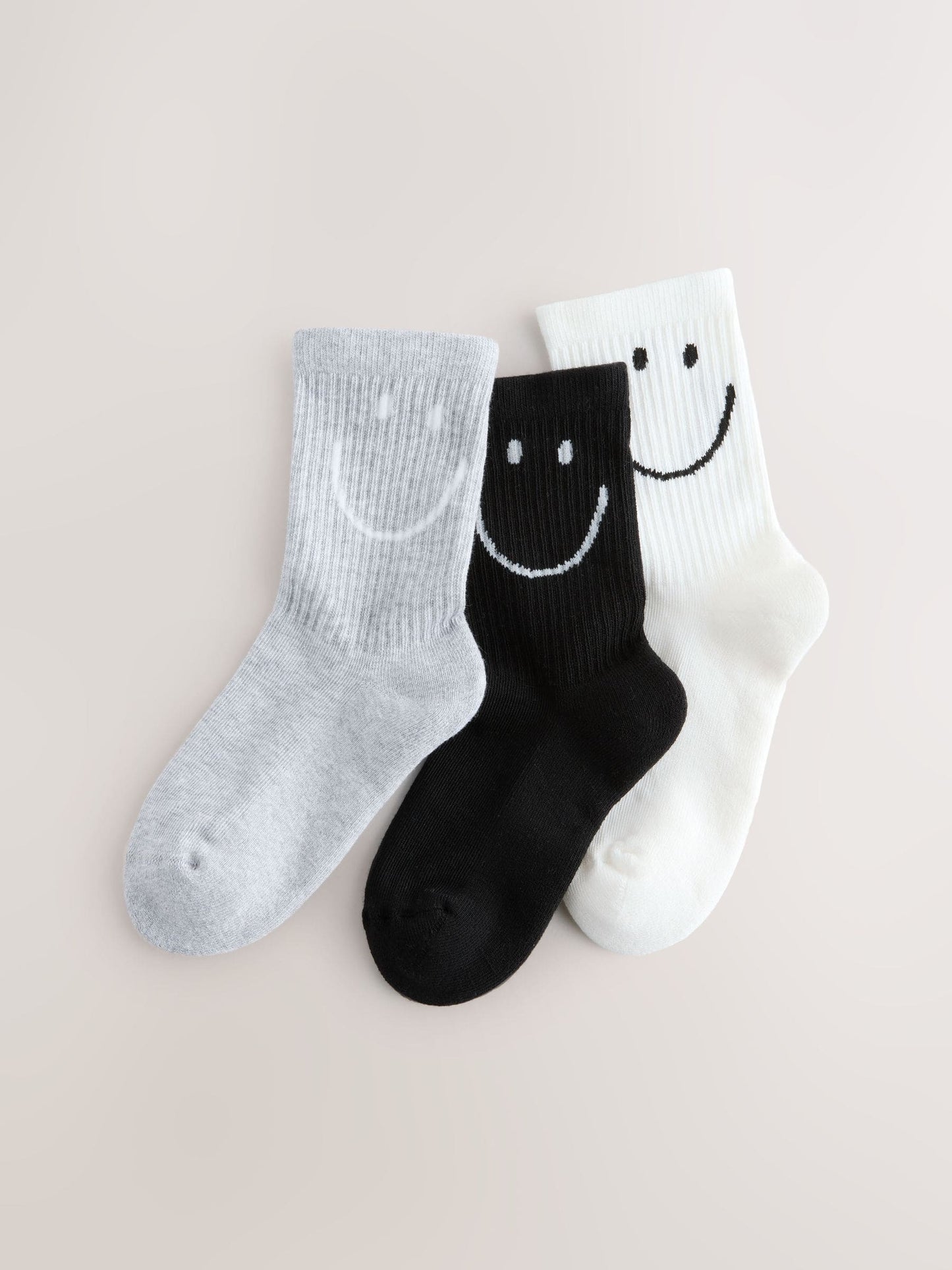 Black White and Grey Cotton Rich Cushioned Sole Ankle Socks 3 Pack image 1