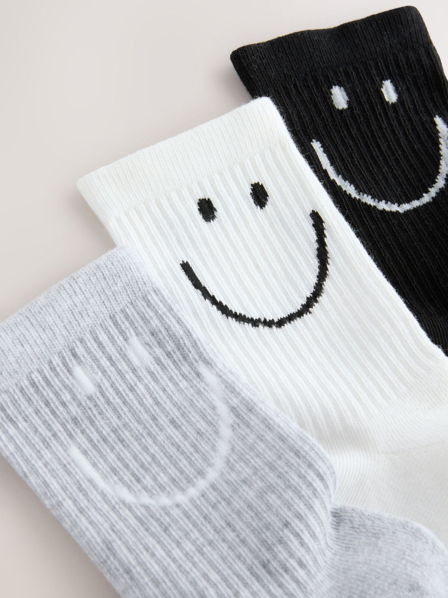Black White and Grey Cotton Rich Cushioned Sole Ankle Socks 3 Pack image 3
