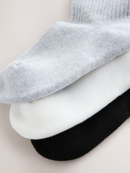 Black White and Grey Cotton Rich Cushioned Sole Ankle Socks 3 Pack image 3