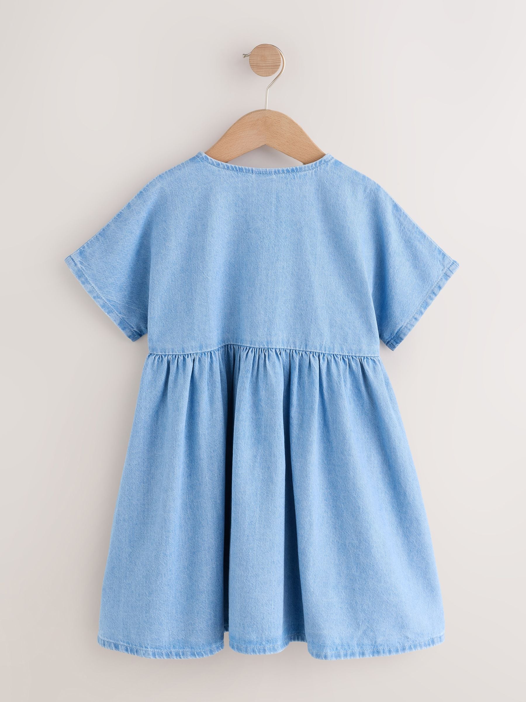 Blue Denim Button Through Short Sleeve Dress (3-16yrs) image 6