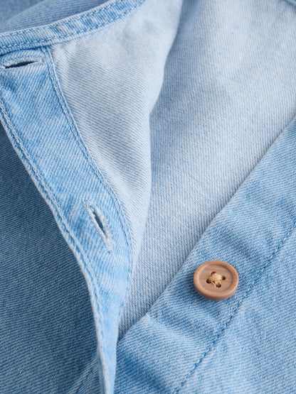 Blue Denim Button Through Short Sleeve Dress (3-16yrs) image 7