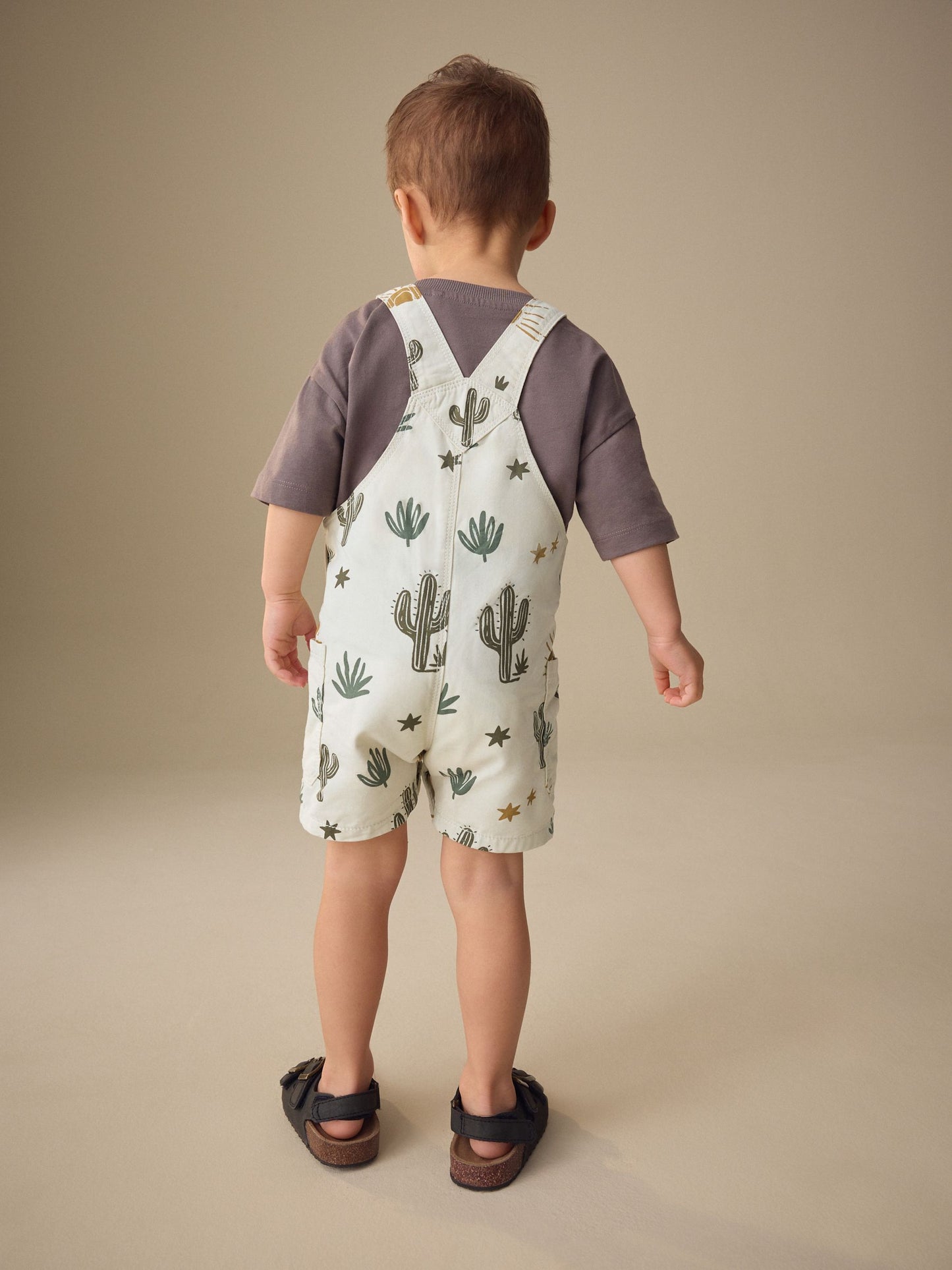 Neutral Cactus Print Dungarees (3mths-7yrs) image 4
