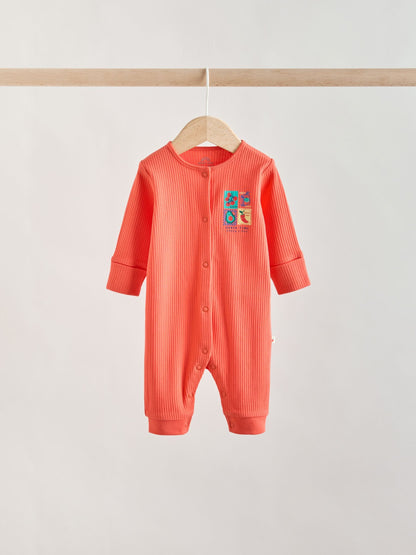 Multi Chilli Print Baby Sleepsuits 3 Pack (0mths-3yrs) image 3