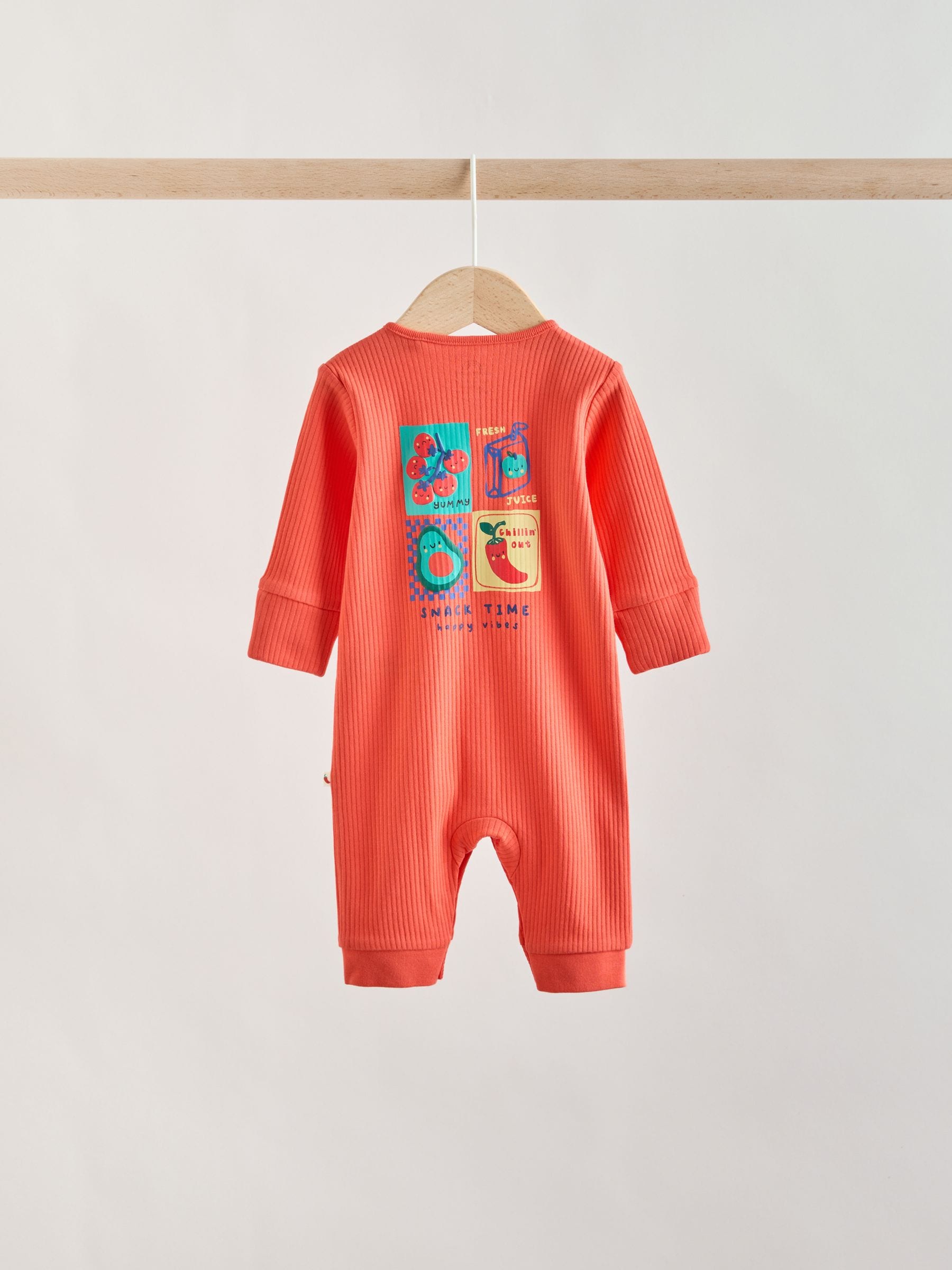 Multi Chilli Print Baby Sleepsuits 3 Pack (0mths-3yrs) image 4