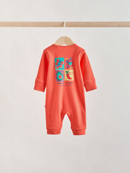 Multi Chilli Print Baby Sleepsuits 3 Pack (0mths-3yrs) image 4