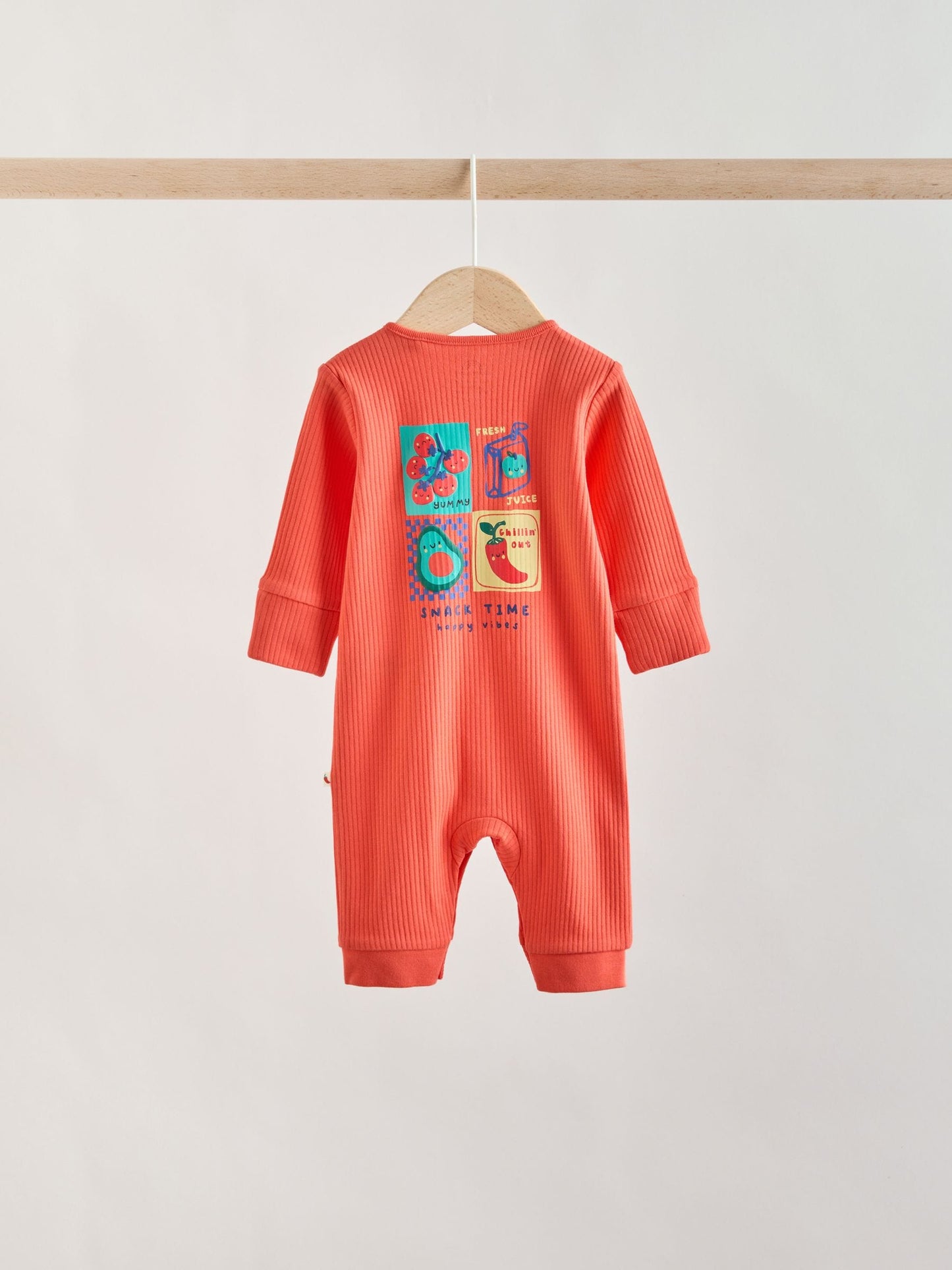 Multi Chilli Print Baby Sleepsuits 3 Pack (0mths-3yrs) image 4