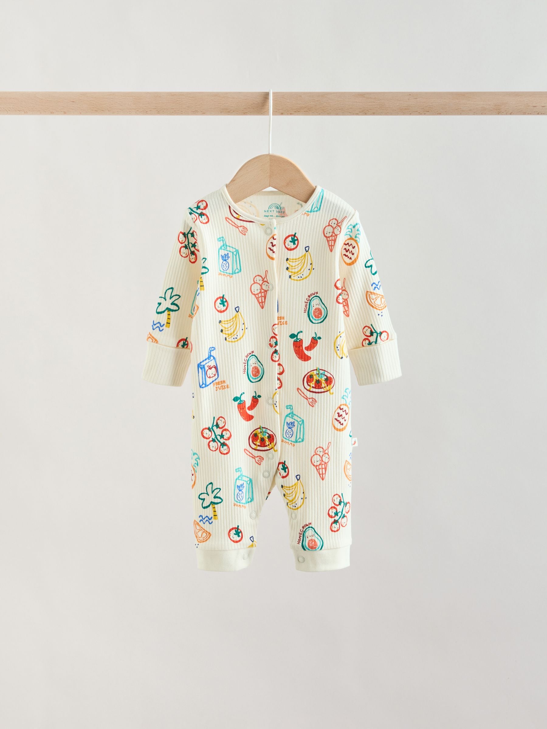 Multi Chilli Print Baby Sleepsuits 3 Pack (0mths-3yrs) image 5