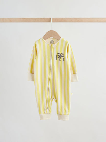 Multi Palm Two Way Zip Baby Sleepsuits 3 Pack (0mths-3yrs) image 3