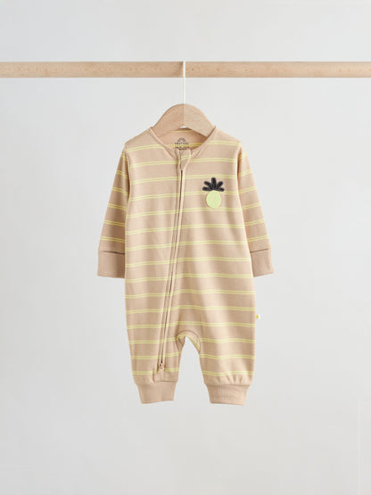 Multi Palm Two Way Zip Baby Sleepsuits 3 Pack (0mths-3yrs) image 5