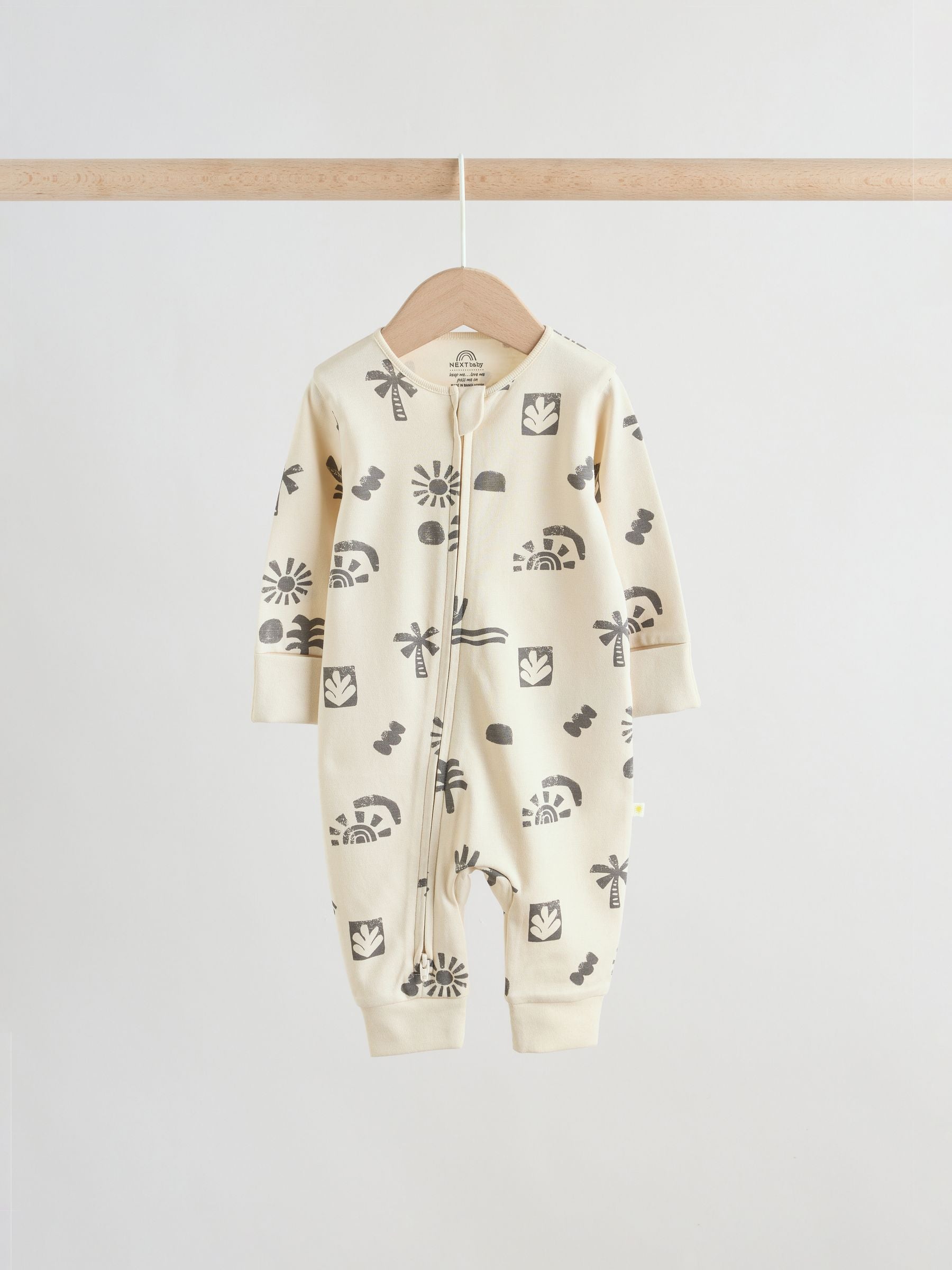 Multi Palm Two Way Zip Baby Sleepsuits 3 Pack (0mths-3yrs) image 6