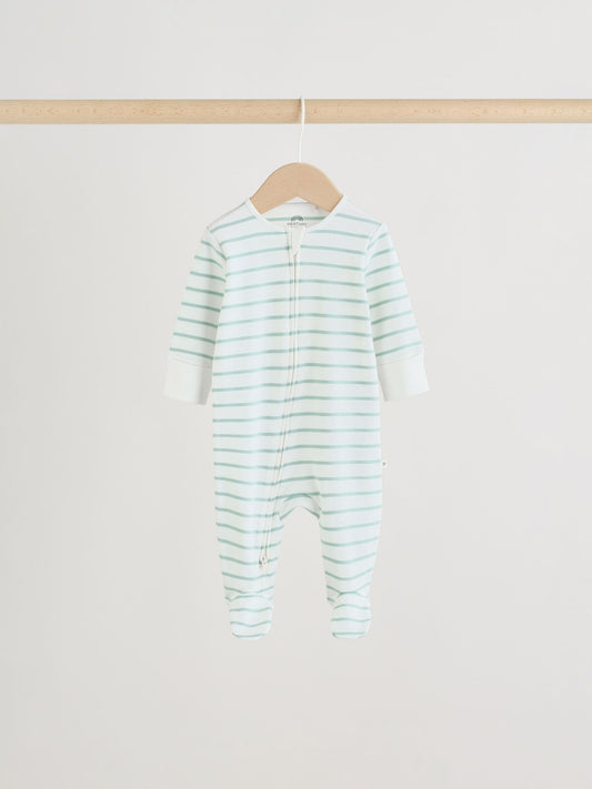Green Two Way Zip Baby Sleepsuits 4 Pack (0mths-2yrs) image 2