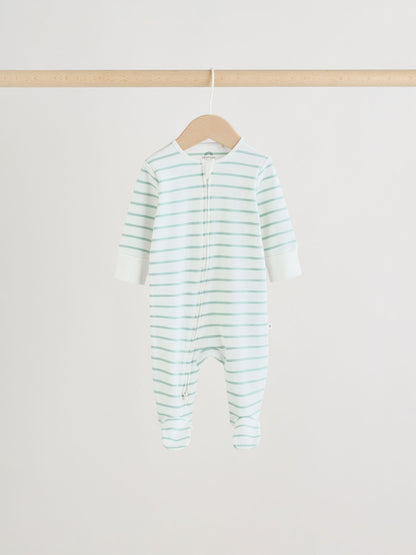 Green Two Way Zip Baby Sleepsuits 4 Pack (0mths-2yrs) image 8