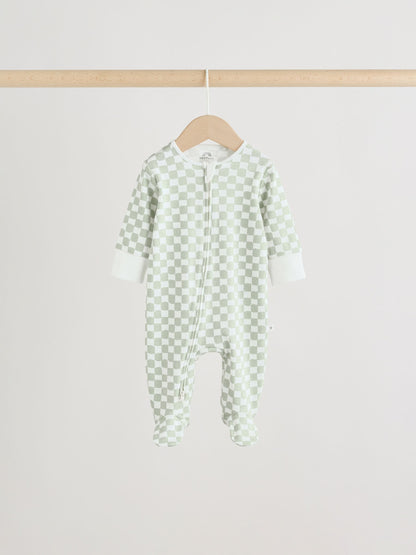 Green Two Way Zip Baby Sleepsuits 4 Pack (0mths-2yrs) image 3
