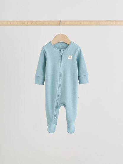 Green Two Way Zip Baby Sleepsuits 4 Pack (0mths-2yrs) image 5