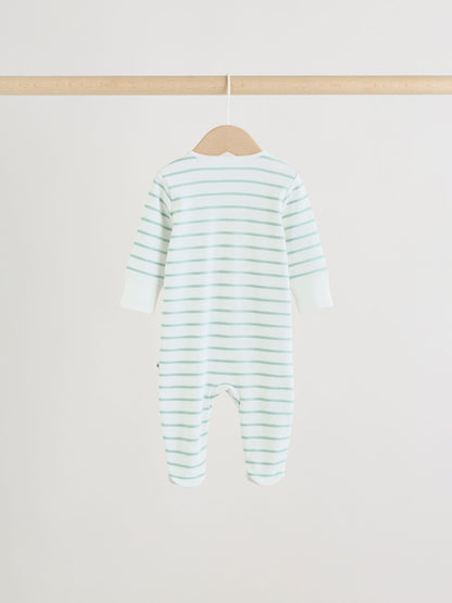 Green Two Way Zip Baby Sleepsuits 4 Pack (0mths-2yrs) image 7